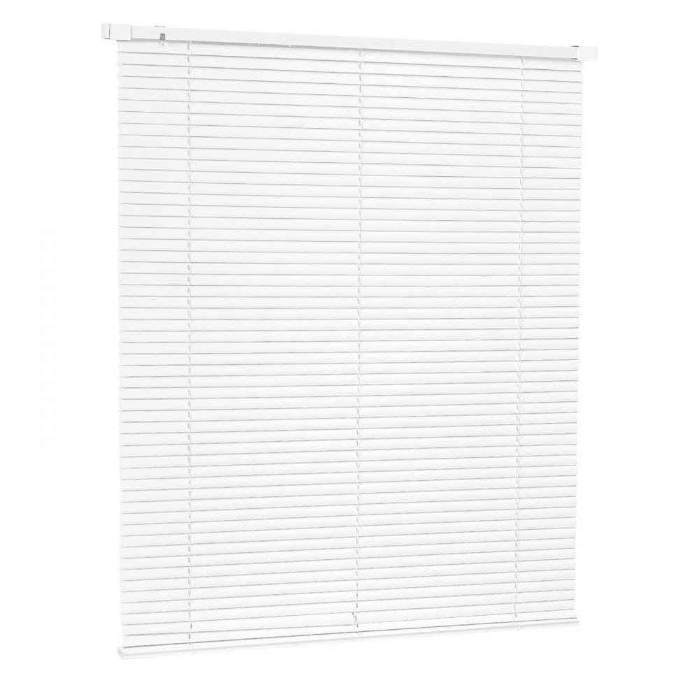 VEVOR Mini Blinds, 43.3" W x 48" H, 1" Slat Size, Cordless Horizontal Light Filtering No-Drill Mini Blind for Indoor Windows, Easy to Clean and Adjustable, for Home Decor, Room Darkening, White
