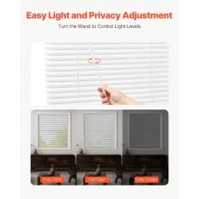 Mini Blinds 43.3" W x 48" H 1" Slat Cordless Light Filtering No-Drill Mini Blind