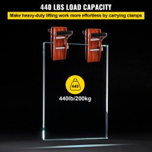 VEVOR 2 PCS Double Handed Stone Carrying Clamps, 50 mm Granite Lifting Tools with Slip-proof Rubber Pads, 200KG Loading Capacity for Moving Marble, Glass, Slabs and Plywood