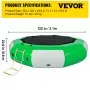 VEVOR Inflatable Water Trampoline, 10ft Recreational Water Bouncer with Escalator, Round Inflatable Water Trampoline in Green and White, Floating Trampoline for Lakes, Pools, Calm Sea