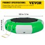 VEVOR Inflatable Water Trampoline 10FT , Round Inflatable Water Bouncer with 4-Step Ladder, Water Trampoline in Green and White for Water Sports.