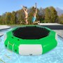 VEVOR Inflatable Water Trampoline, 10ft Recreational Water Bouncer with Escalator, Round Inflatable Water Trampoline in Green and White, Floating Trampoline for Lakes, Pools, Calm Sea