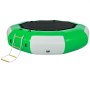VEVOR Inflatable Water Trampoline, 10ft Recreational Water Bouncer with Escalator, Round Inflatable Water Trampoline in Green and White, Floating Trampoline for Lakes, Pools, Calm Sea