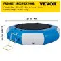 VEVOR Inflatable Water Trampoline, 13ft Recreational Water Bouncer with Escalator, Round Inflatable Water Trampoline in Blue and White, Floating Trampoline for Lakes, Pools, Calm Sea