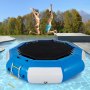 VEVOR Inflatable Water Trampoline, 13ft Recreational Water Bouncer with Escalator, Round Inflatable Water Trampoline in Blue and White, Floating Trampoline for Lakes, Pools, Calm Sea