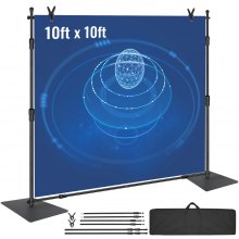 VEVOR 10ft x 10ft Pipe and Drape Kit, Heavy Duty Backdrop Stand with Carbon Steel Base, Adjustable Backdrop Support with 6 Clamps and A Carry Bag for Wedding, Party, Event, Photography, and Exhibition