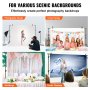VEVOR 12 x 10 ft Heavy Duty Backdrop Stand, Height Adjustable Photography Backdrop Stand, Background Support System with 6 Clamps and A Carry Bag, for Party, Wedding, Display, Photo