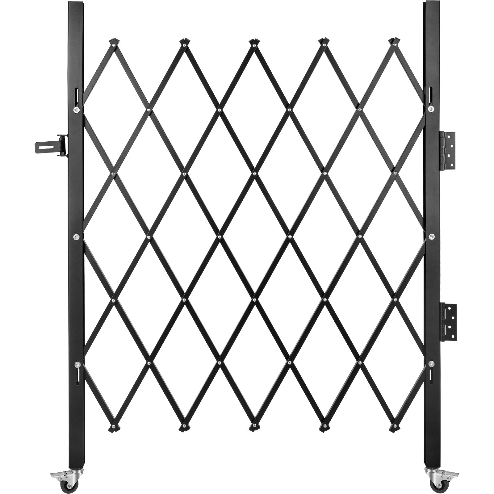 VEVOR Single Folding Security Gate, 48\" H x 37\" W Folding Door Gate, Steel Accordion Security Gate, Flexible Expanding Security Gate, 360° Rolling Barricade Gate, Scissor Gate or Door with Padlock