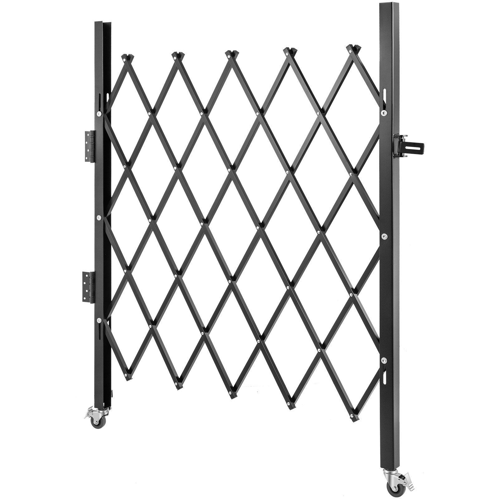 VEVOR Single Folding Security Gate, 48\" H x 37\" W Folding Door Gate, Steel Accordion Security Gate, Flexible Expanding Security Gate, 360° Rolling Barricade Gate, Scissor Gate or Door with Padlock