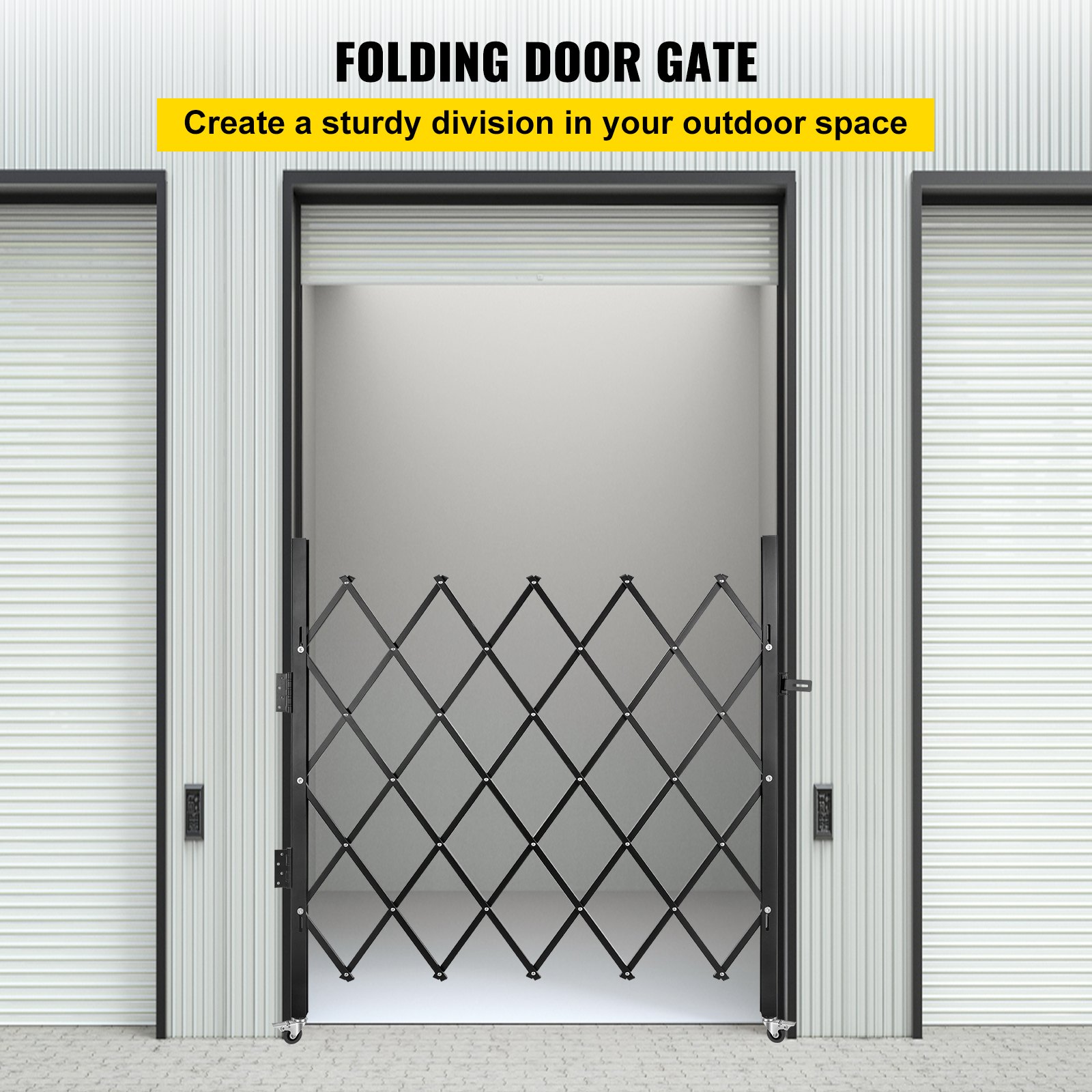 VEVOR Single Folding Security Gate, 1.2m H x 0.9m W Folding Door Gate, Steel Accordion Security Gate, Flexible Expanding Security Gate, 360° Rolling Barricade Gate, Scissor Gate or Door with Padlock