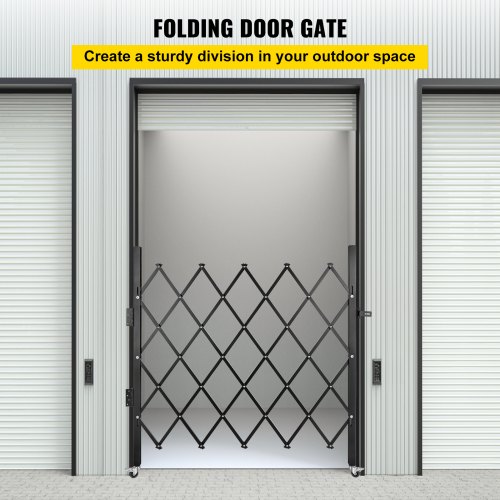VEVOR Single Folding Security Gate, 5' H x 5-1/2' W Folding Door Gate, Steel Accordion Security Gate, Flexible Expanding Security Gate, 360° Rolling Barricade Gate, Scissor Gate/Door with Padlock