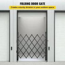 VEVOR Single Folding Security Gate, 5.1'H x 5.9'W （61 x 71 inch）Folding Door Gate, Steel Accordion Security Gate, Flexible Expanding Security Gate, 360° Rolling Barricade Gate, Scissor Gate/Door with Padlock
