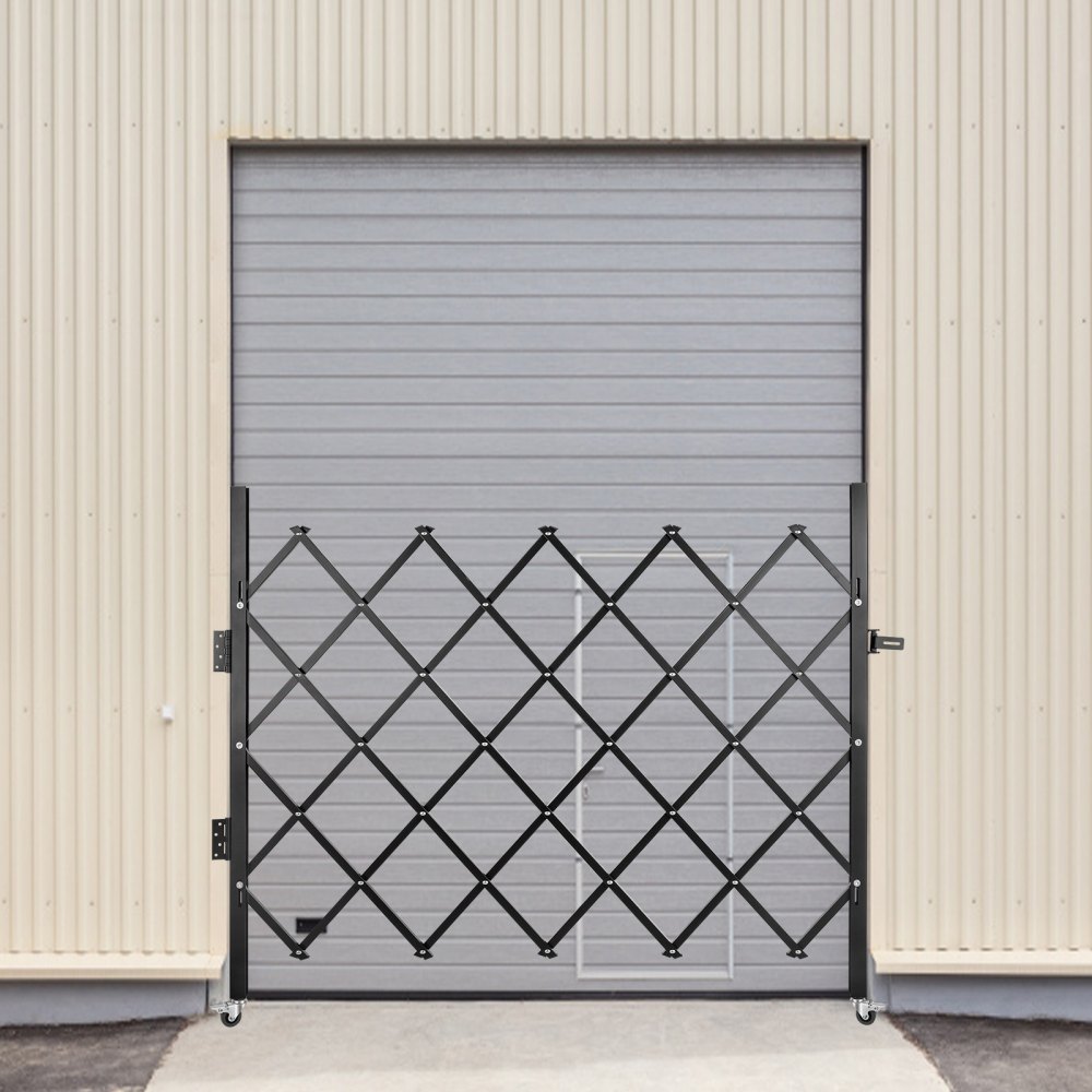 VEVOR Single Folding Security Gate, 48\" H x 66\" W Folding Door Gate, Steel Accordion Security Gate, Flexible Expanding Security Gate, 360° Rolling Barricade Gate, Scissor Gate or Door with Padlock