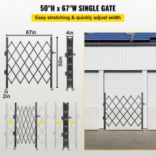 VEVOR Single Folding Security Gate Folding Door Gate 48"H x 66"W Scissor Gate