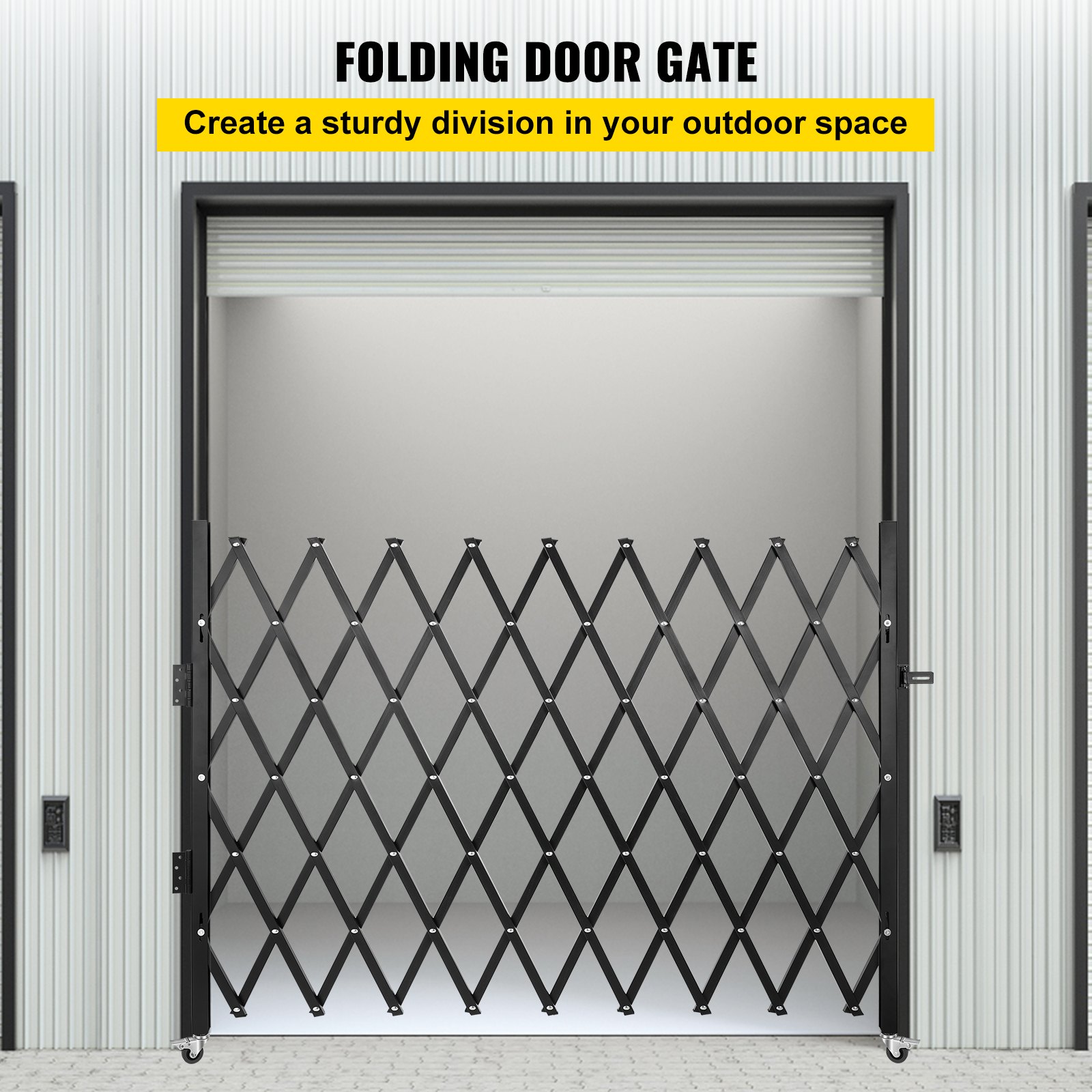 VEVOR Single Folding Security Gate, 1.27m W x 1.9m H Folding Door Gate, Steel Accordion Security Gate, Flexible Expanding Security Gate, 360° Rolling Barricade Gate, Scissor Gate or Door with Padlock