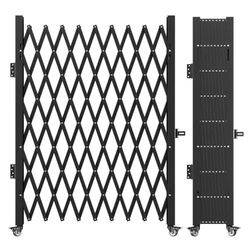 VEVOR Single Folding Security Gate, 6-1/2\' H x 7-1/2\' W Folding Door Gate, Steel Accordion Security Gate, Flexible Expanding Security Gate, 360° Rolling Barricade Gate, Scissor Gate/Door with Padloc