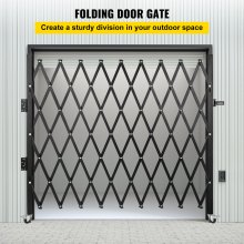 VEVOR Single Folding Security Gate, 7.1'H x 7.9' W（85 x 95 inch） Folding Door Gate, Steel Accordion Security Gate, Flexible Expanding Security Gate, 360° Rolling Barricade Gate, Scissor Gate/Door w/ Padlock