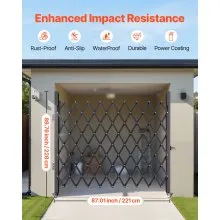 VEVOR Single Folding Security Gate, 7.1'H x 7.9' W （85 x 95 inch）Folding Door Gate, Steel Accordion Security Gate, Flexible Expanding Security Gate, 360° Rolling Barricade Gate, Scissor Gate/Door with Padlock