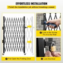 VEVOR Single Folding Security Gate, 6-1/2' H x 7-1/2' W Folding Door Gate, Steel Accordion Security Gate, Flexible Expanding Security Gate, 360° Rolling Barricade Gate, Scissor Gate/Door with Padloc