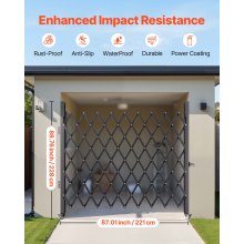 VEVOR Single Folding Security Gate, 198 cm H x 229 cm W Folding Door Gate, Steel Accordion Security Gate, Flexible Expanding Security Gate, 360° Rolling Barricade Gate, Scissor Gate/Door with Padloc