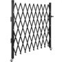 black VEVOR folding security gate with lattice design and caster wheels.