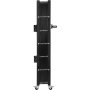 black VEVOR folding security gate on wheels in a compact upright position.