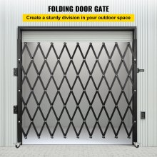 VEVOR Single Folding Security Gate, 7.1' H x 7.1' W（85 x 85 inch） Folding Door Gate, Steel Accordion Security Gate, Flexible Expanding Security Gate, 360° Rolling Barricade Gate, Scissor Gate/Door with Padlock