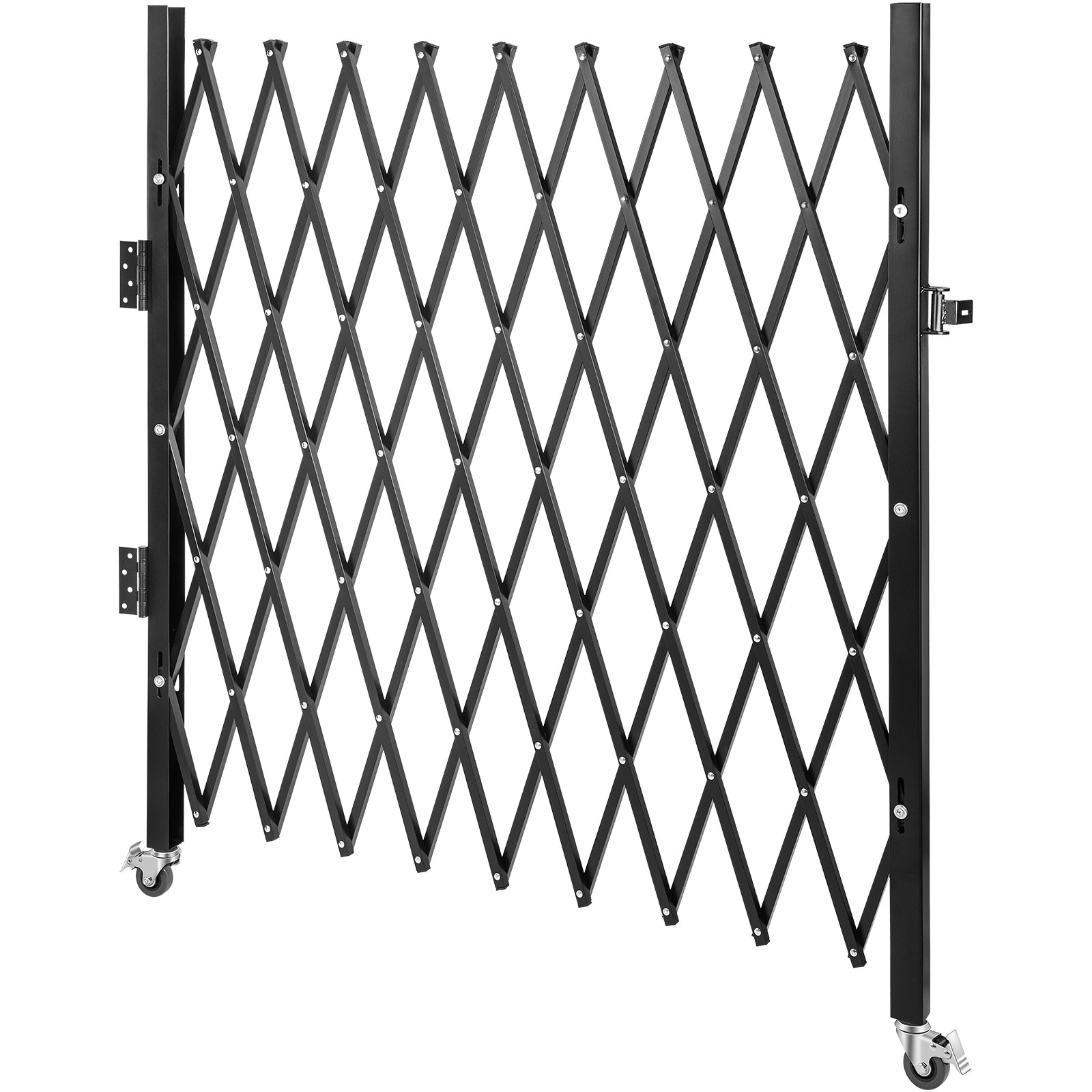 VEVOR folding security gate with diamond pattern and wheels for mobility.