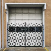 VEVOR Double Folding Security Gate, 5\' H x 10\' W Folding Door Gate, Steel Accordion Security Gate, Flexible Expanding Security Gate, 360° Rolling Barricade Gate, Scissor Gate or Door with Keys