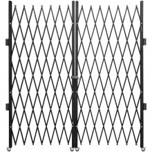 VEVOR Double Folding Security Gate, 5\' H x 10\' W Folding Door Gate, Steel Accordion Security Gate, Flexible Expanding Security Gate, 360° Rolling Barricade Gate, Scissor Gate or Door with Keys