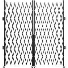 VEVOR Double Folding Security Gate, 5.1' H x 10.2' W Folding Door Gate, Steel Accordion Security Gate, Flexible Expanding Security Gate, 360° Rolling Barricade Gate, Scissor Gate or Door with Keys