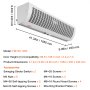 VEVOR 1,1 m kommersiell inomhusluftridå Super Power 2 hastigheter 2292m³/h, UL-certifierade väggmonterade luftridåer för dörrar, inomhus-överdörrfläkt med kraftig gränslägesbrytare, lättinstallerad ouppvärmd