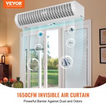 VEVOR 48" Commercial Indoor Air Curtain Super Power 2 Speeds 1650CFM, Wall Mounted Air Curtains for Doors, Indoor Over Door Fan with Heavy Duty Limit Switch, Easy-Install 110V Unheated