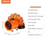 Prenosný ventilátor VEVOR, 254 mm vysokovýkonný valcový ventilátor s 10 m potrubnou hadicou, 300 W silný dielenský výfukový ventilátor 1720 CFM, priemyselný úžitkový ventilátor na odsávanie prachu, dymu, dymu Domov/pracovisko