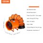 Prenosný ventilátor VEVOR, 406,4 mm vysokovýkonný valcový ventilátor s 10 m potrubnou hadicou, 900 W silný dielenský výfukový ventilátor 5175CFM, priemyselný úžitkový ventilátor na odsávanie prachu, dymu, dymu Domov/pracovisko