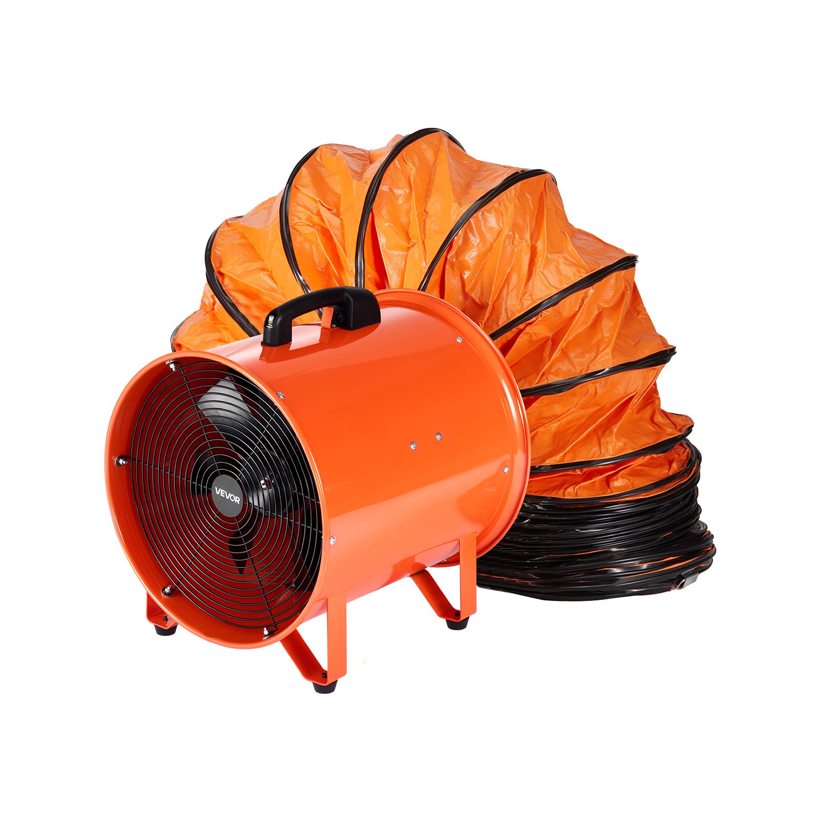 VEVOR 40.6cm Portable Ventilator, 2 Speed 5175CFM High-Velocity Industrial Utility Blower Fan with 10m Flexible Duct Hose, Exhaust Axial Fan for Basements, Workshops, Warehouses, Orange