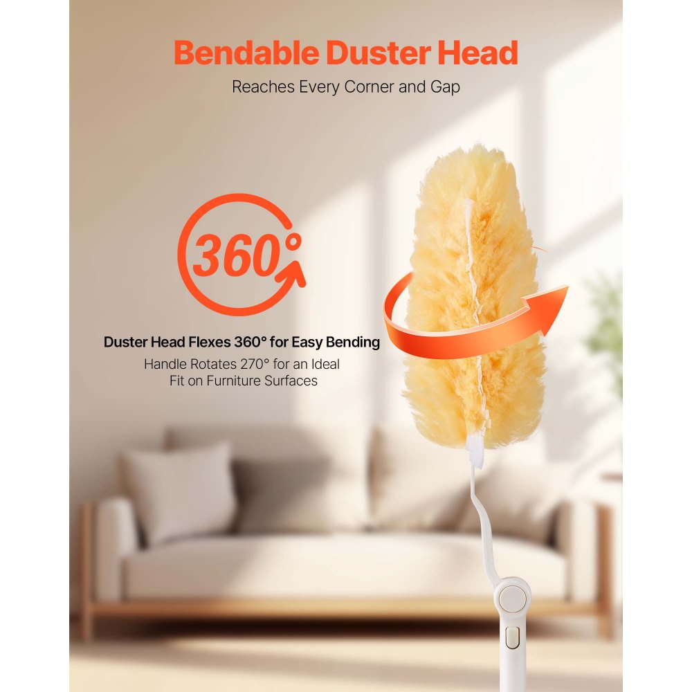 VEVOR Duster Refills, Heavy Duty Dusters for Cleaning, 3 ft Extendable Handle with 10 Refills, Reusable Non-woven Fabric 360° Cleaning Kit for Dusting Furniture, Blinds, Ceiling Fans, Walls, Corners