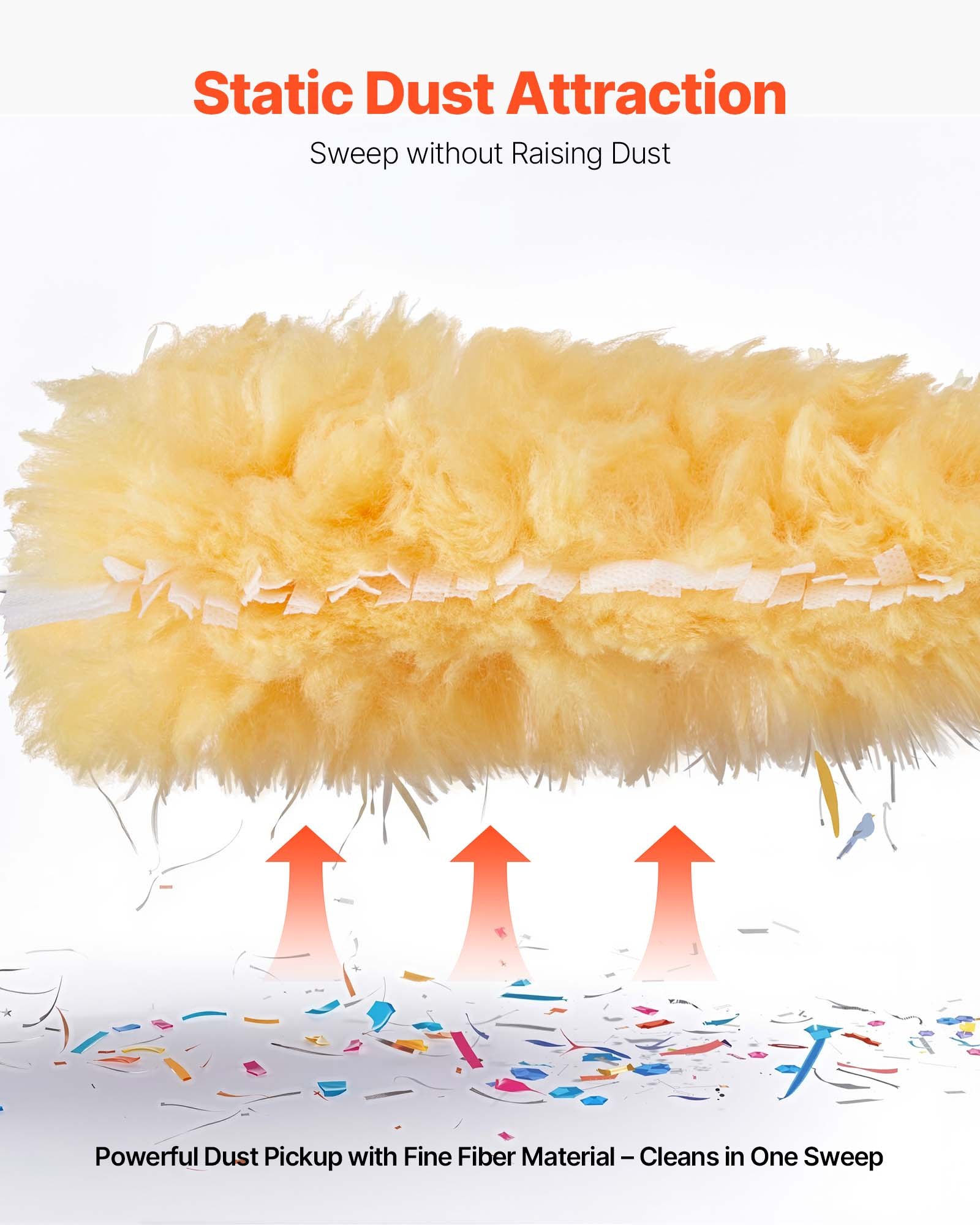 VEVOR Duster Refills, Heavy Duty Dusters for Cleaning, 3 ft Extendable Handle with 10 Refills, Reusable Non-woven Fabric 360° Cleaning Kit for Dusting Furniture, Blinds, Ceiling Fans, Walls, Corners