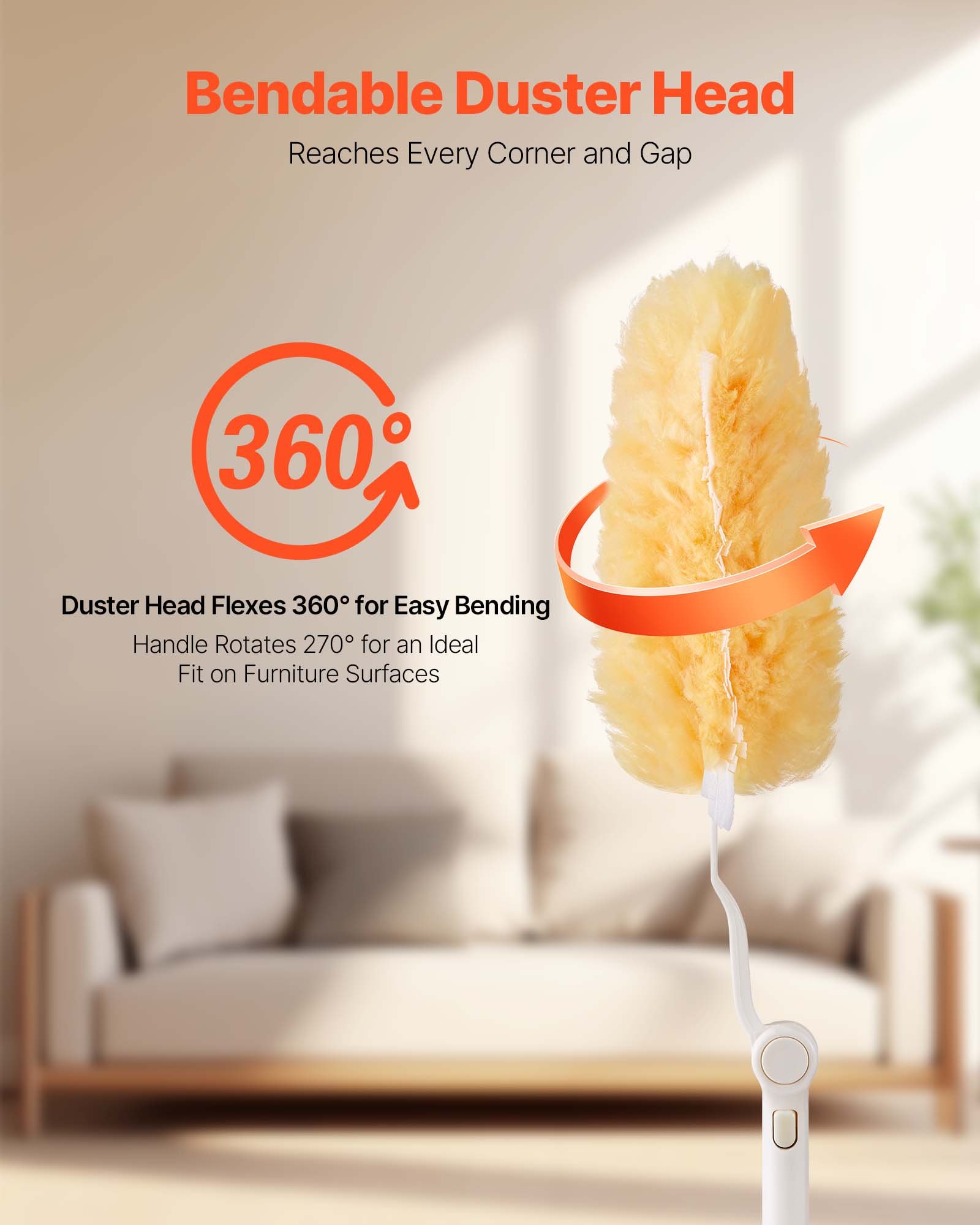 VEVOR Duster Refills, Heavy Duty Dusters for Cleaning, 3 ft Extendable Handle with 10 Refills, Reusable Non-woven Fabric 360° Cleaning Kit for Dusting Furniture, Blinds, Ceiling Fans, Walls, Corners