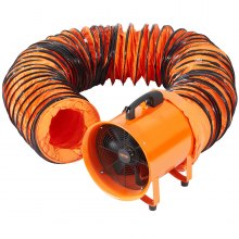 VEVOR Portable Ventilator, 304.8mm Heavy Duty Cylinder Fan with 5m Duct Hose, 365W Strong Shop Exhaust Blower 2574CFM, Industrial Utility Blower for Sucking Dust, Smoke, Smoke Home/Workplace