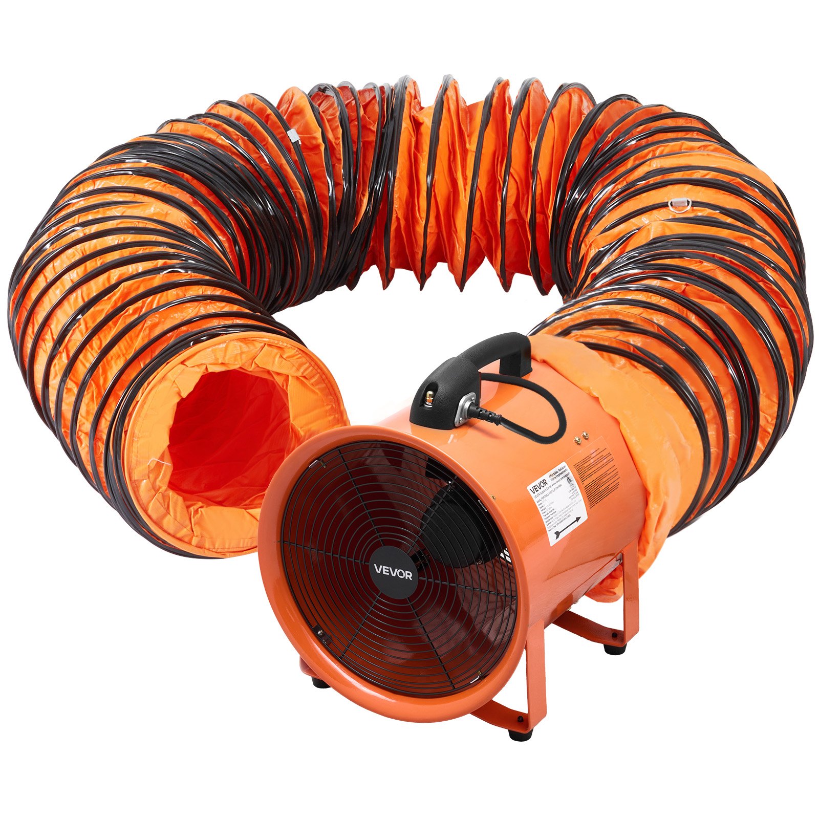 VEVOR Portable Ventilator, 16 inch Heavy Duty Cylinder Fan with 16.4ft Duct Hose, 1350W Strong Shop Exhaust Blower 5175CFM, Industrial Utility Blower for Sucking Dust, Smoke, Smoke Home/Workplace