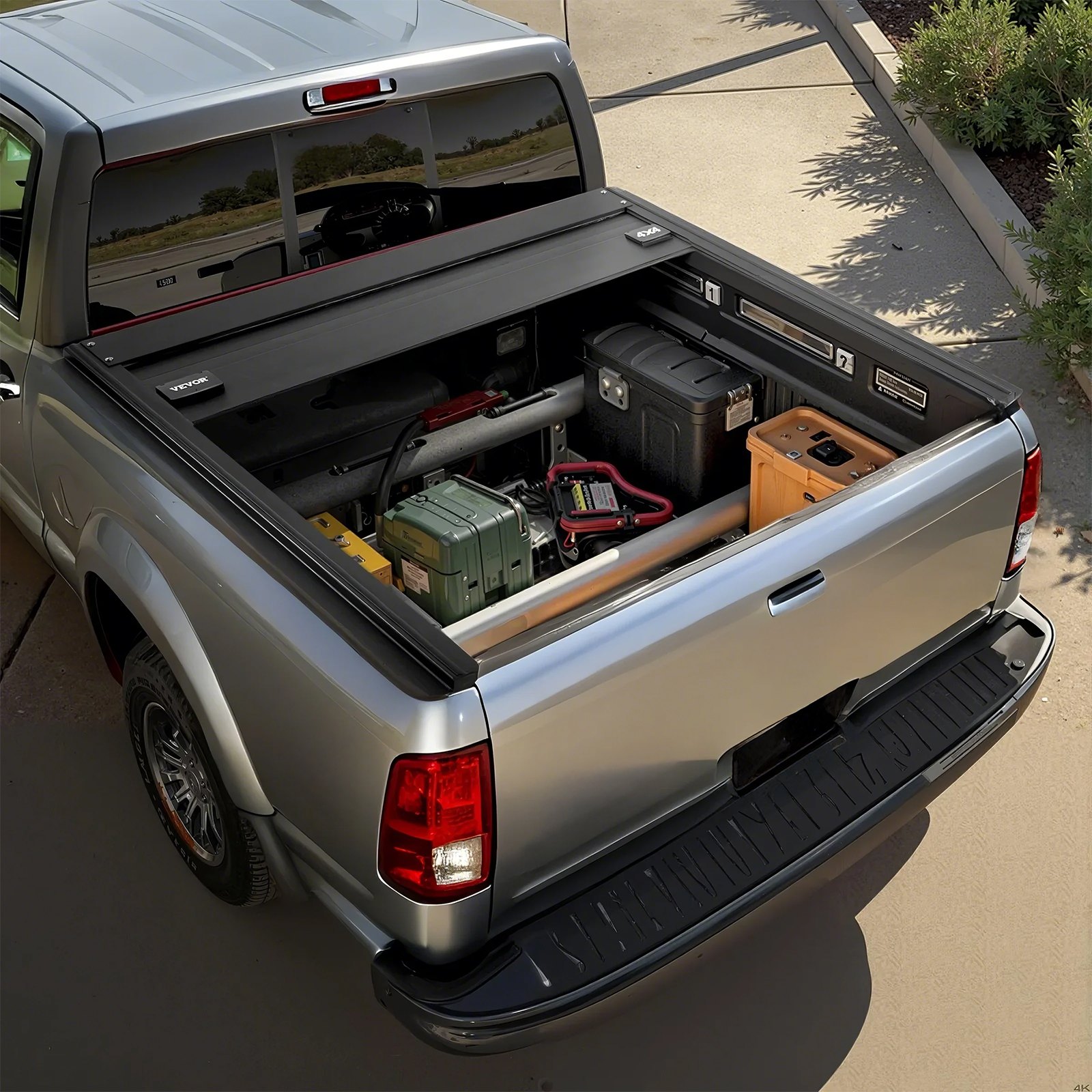 VEVOR Retractable Tonneau Cover, 5.7 ft Hard Retractable Tonneau Cover with Built-in Drainage Pipe for 2009-2024 Dodge Ram 1500 Crew Cab, Customized Hard Tonneau Cover with Double-Lock & T-Slot