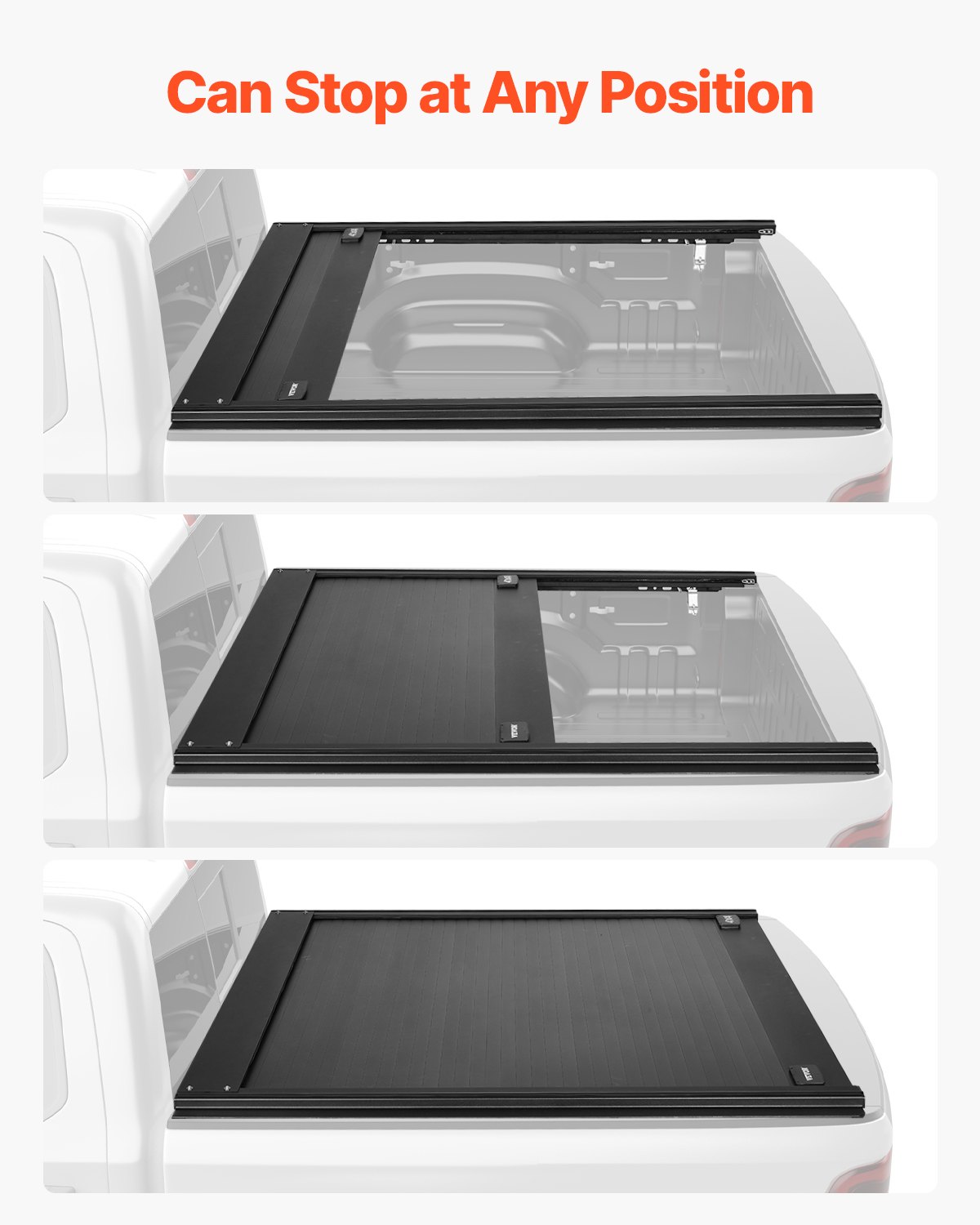 VEVOR Retractable Tonneau Cover, 5.5 ft Hard Tonneau Cover with Built-in Drainage Pipe for 2022 - 2024 Toyota Tundra Crew Cab w/ Deck Rail System , Hard Tonneau Cover with Double-Lock & T-Slot