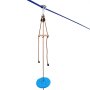 blue VEVOR zip line kit with wooden handle and blue seat, attached to a sturdy cable.