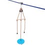 VEVOR zip line kit with wooden handlebar, blue seat, and sturdy ropes for outdoor fun.