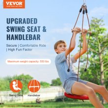 VEVOR Zipline Kit til børn og voksne, 65 ft Zip Line Kits op til 500 lb, Backyard Outdoor Quick Setup Zipline, Legepladsunderholdning med Zipline, Nylon sikkerhedssele, sæde og styr