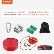 VEVOR Zipline Kit for Kids and Adult, 65 ft Zip Line Kits Up to 330 lb, Backyard Outdoor Quick Setup Zipline, Playground Entertainment with Zipline, Nylon Safety Harness, Seat, and Handlebar