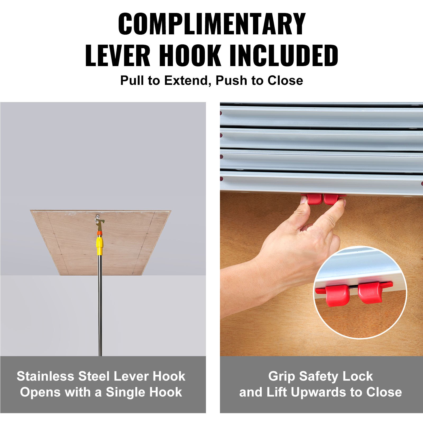 VEVOR Attic Ladder Telescoping, 350-pound Capacity, 39.37" x 23.6", Multi-Purpose Aluminium Extension, Lightweight and Portable, Fits 9.8'-10.5' Ceiling Heights, Convenient Access to Your Attic Standa