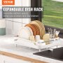 VEVOR Dish Drying Rack, Large Capacity Dish Drainers, Stainless Steel Dish Drainer with Drainboard, Expandable Storage Space Saver, Single Tier Cup and Utensil Holder for Kitchen Counter Over The Sink
