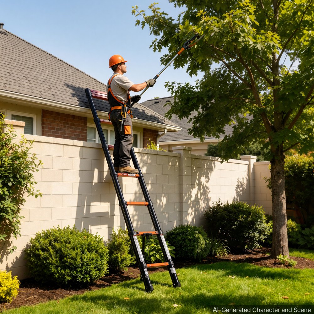 VEVOR Telescoping Ladder, 263 cm Extension Ladder One-Button Retraction, Heavy-Duty 150 kg Capacity, for Home Repairs, Painting, Window Cleaning and RV, Aluminum, Anti-Slip Steps, Orange & Black